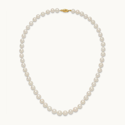 7.5- White Freshwater Cultured Pearl Graduated Necklace, 9mm, 14K
