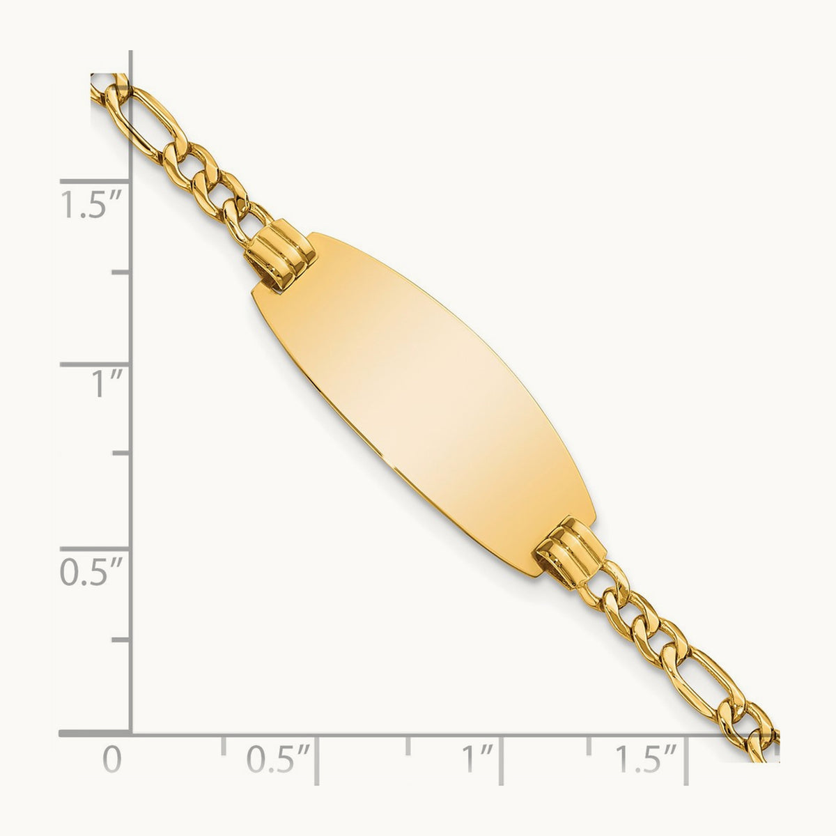Semi-Solid Oval ID Figaro Bracelet, 14K