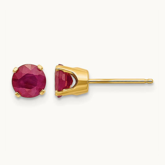 Ruby Earrings - July, 5mm, 14K