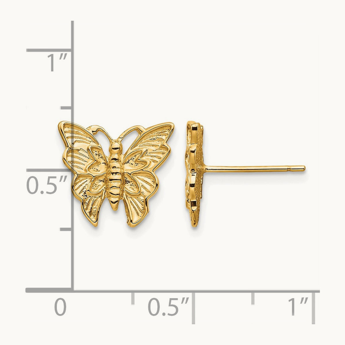 Polished Butterfly Post Earrings — 12mm