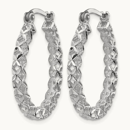 Polished D/C Hollow Hoop Earrings, 14K White Gold — Leslie's