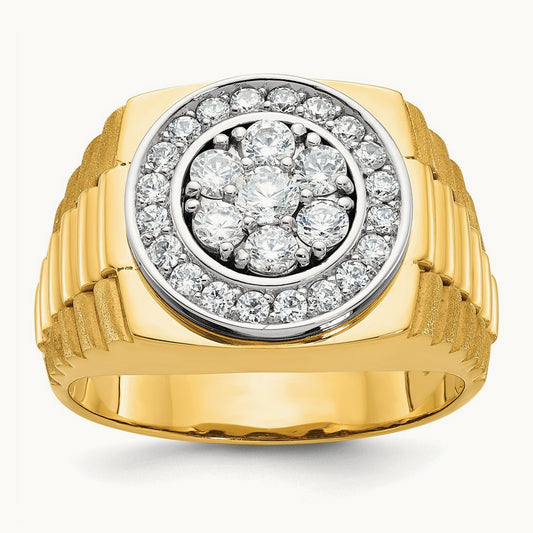 IBGoodman Men's Polished Satin & Textured Diamond Ring, 14K Two-tone