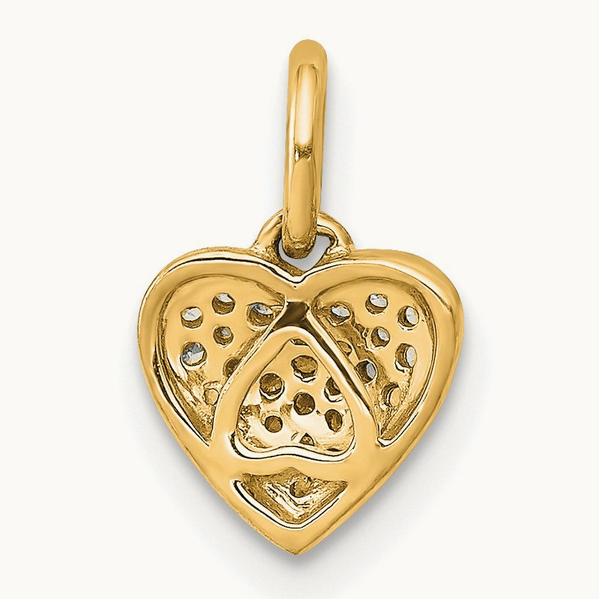Diamond Heart Pendant — 14K Yellow Gold, 12mm