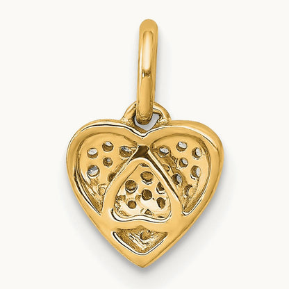 Diamond Heart Pendant — 14K Yellow Gold, 12mm