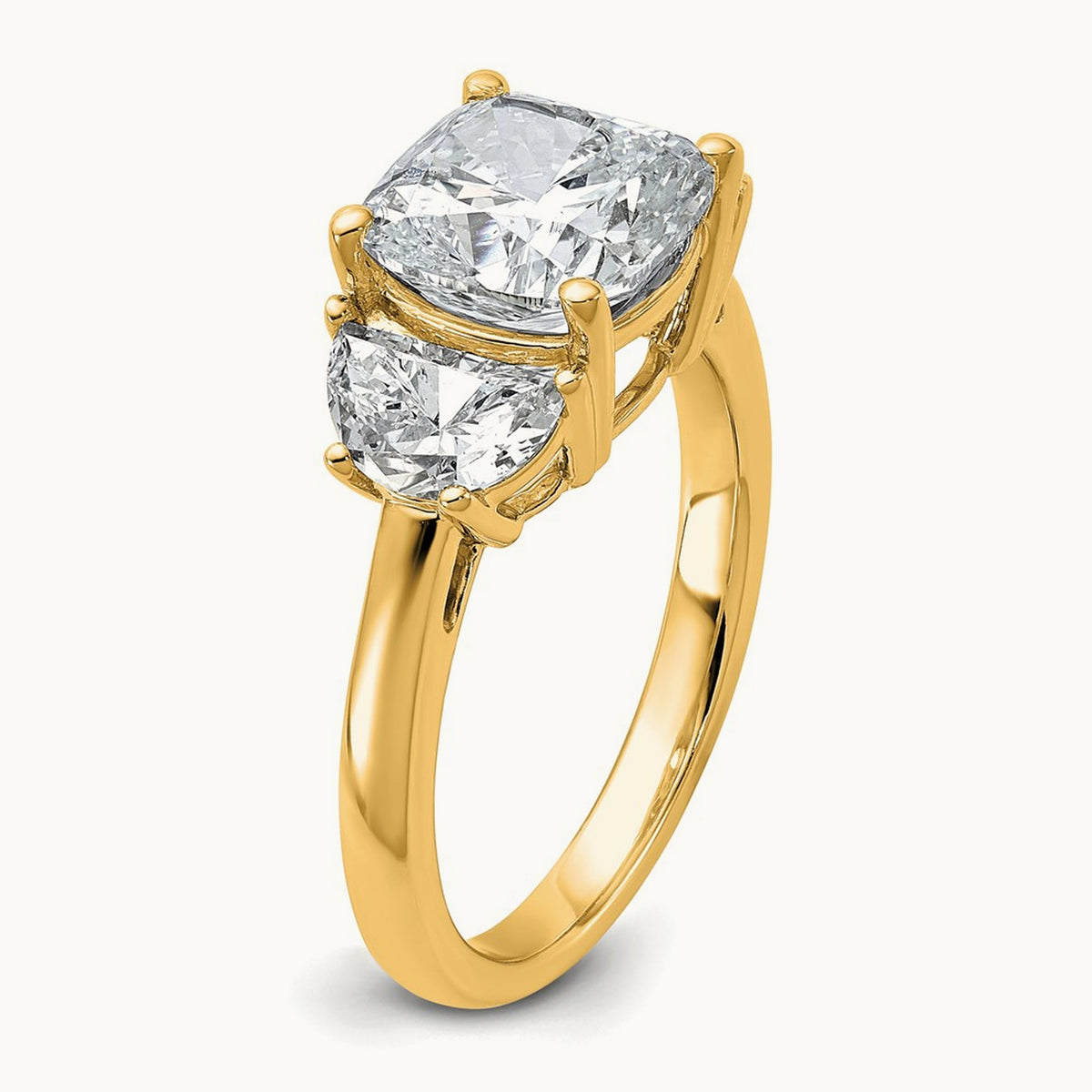 Half Moon & Cushion Semi-Mount Engagement Ring, 0.25-1.00 ct tw Lab-Grown Diamond — 1 ct, 14K Yellow Gold