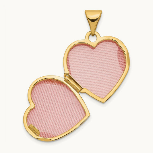 Floral Heart Locket, 15mm, 14K
