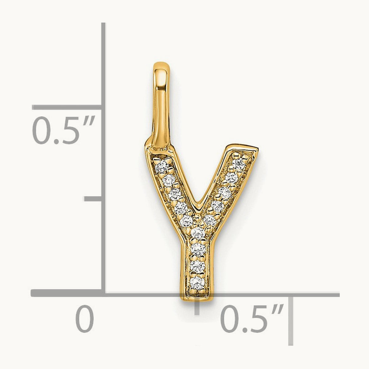 Diamond Letter Y Initial Pendant, 14K Gold