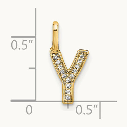 Diamond Letter Y Initial Pendant, 14K Gold