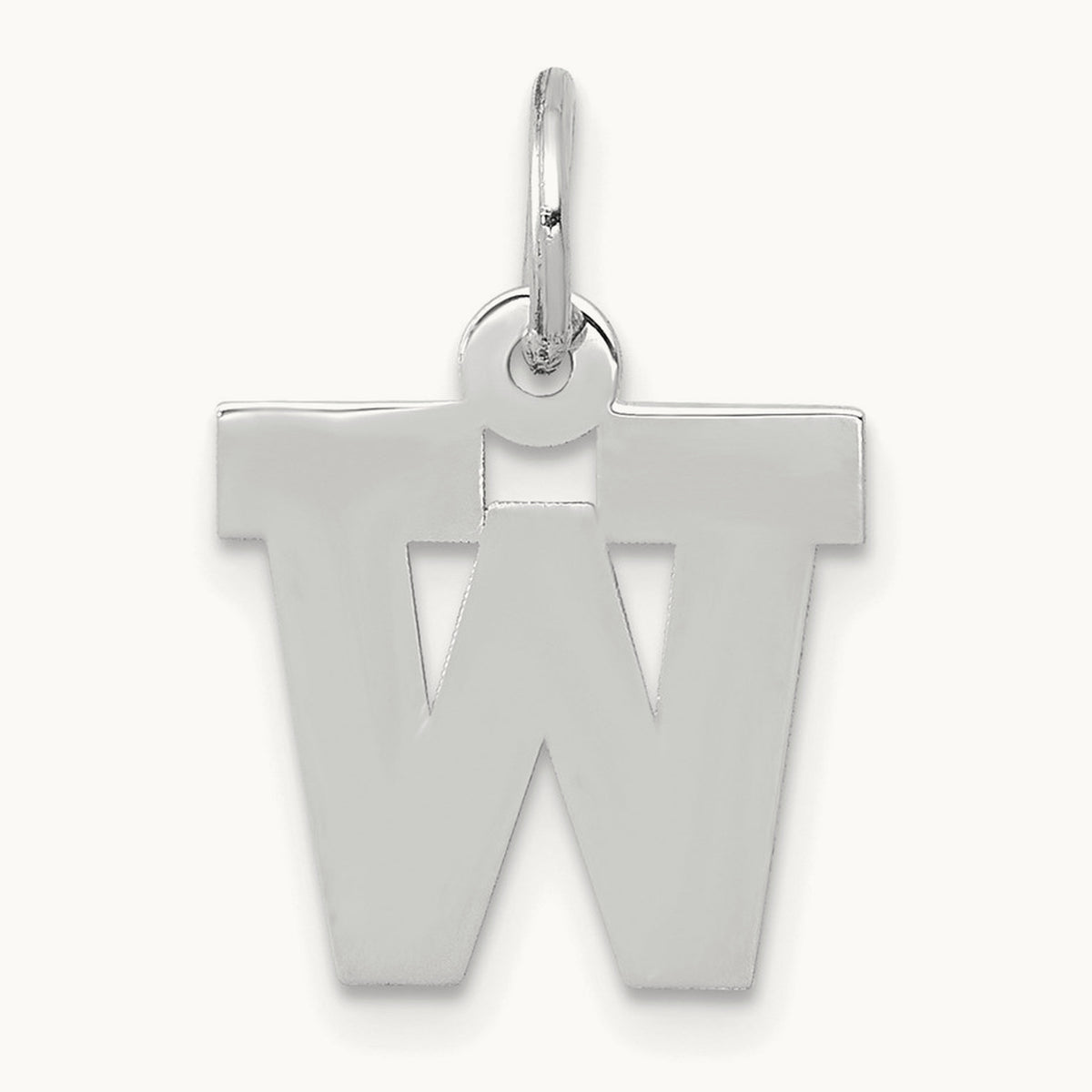 Small Block Initial Charm — 14K White Gold, W