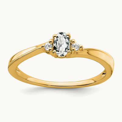 Topaz and Diamond Ring — 14K Yellow Gold, 7