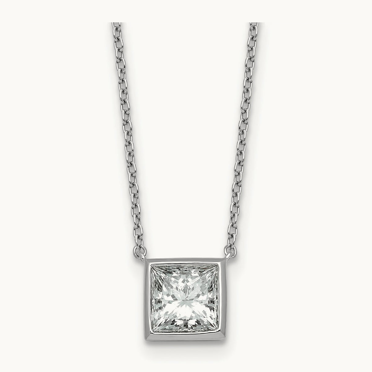 Princess Bezel Set Pendant, 1.00-4.00 ct tw Lab-Grown Diamond — 2 ct, 14K White Gold