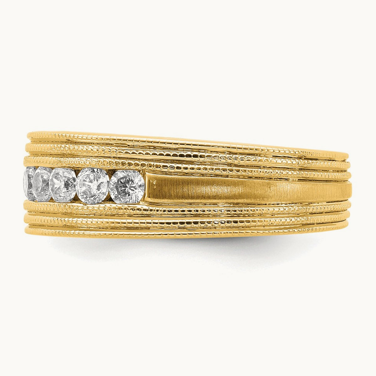 7 Stone Men's Ring, 0.50 ct tw Lab-Grown Diamond — 14K Yellow Gold