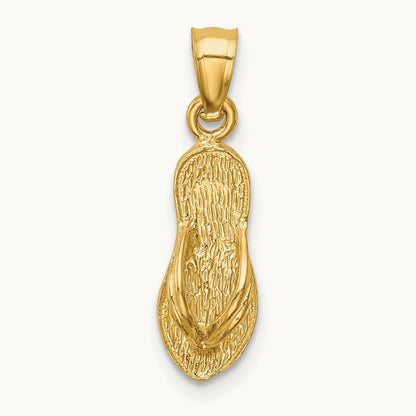 3D Polished And Textured Flip Flop Pendant, 14K
