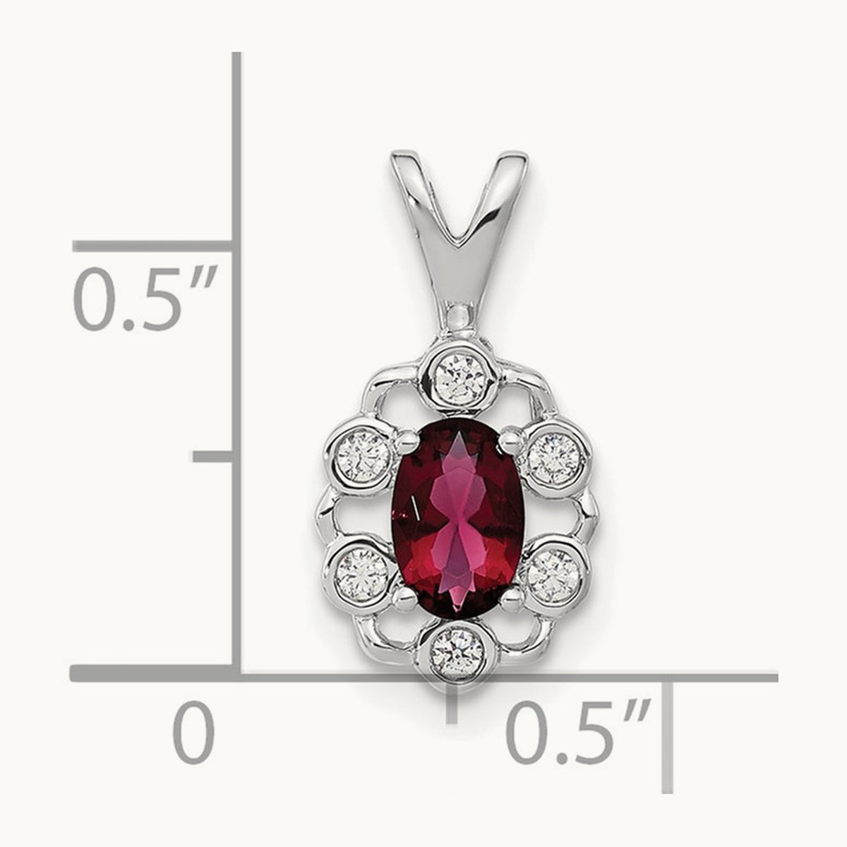 Created Ruby Pendant, 0.10 ct tw Lab-Grown Diamond