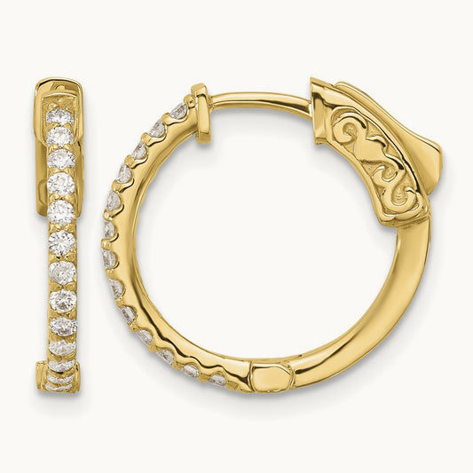 .40ct 26- Round Hoop w/ Safety Clasp Diamond Earrings, 1.5mm, 14K