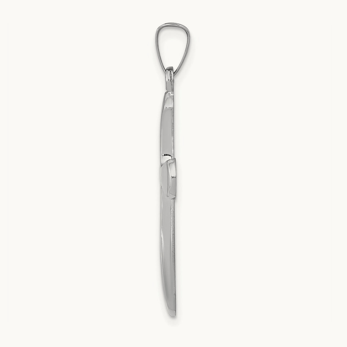 Polished Rounded Cross Pendant — 14K White Gold