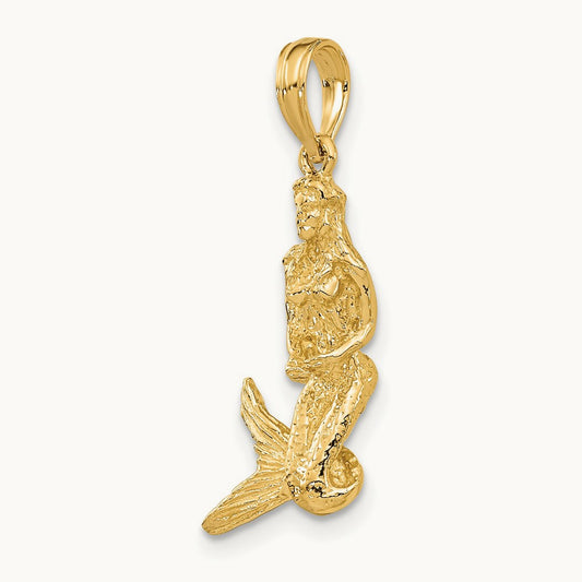 3-D Mermaid Charm, 14K