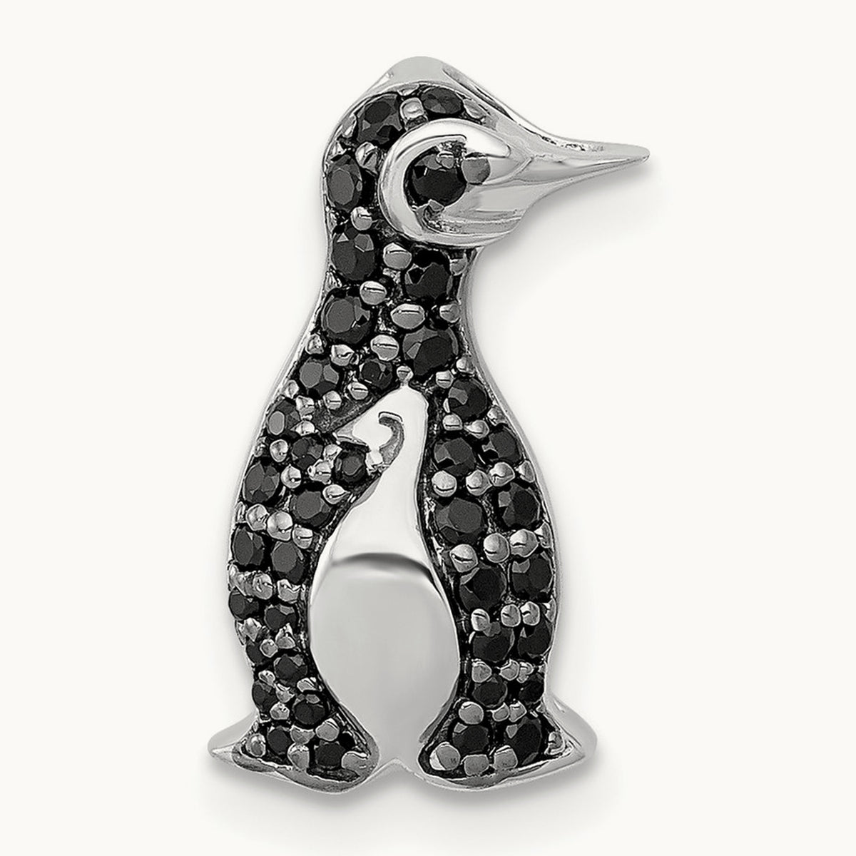 1/5ct. Black Diamond Penguin Chain Slide, 14K White Gold