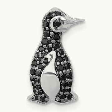 1/5ct. Black Diamond Penguin Chain Slide, 14K White Gold
