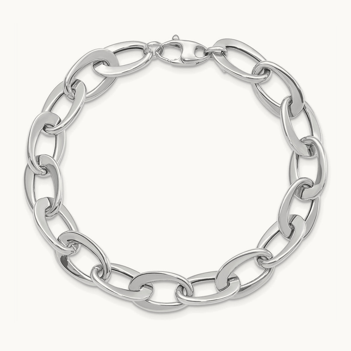 Polished Fancy Link Bracelet, 14K White Gold