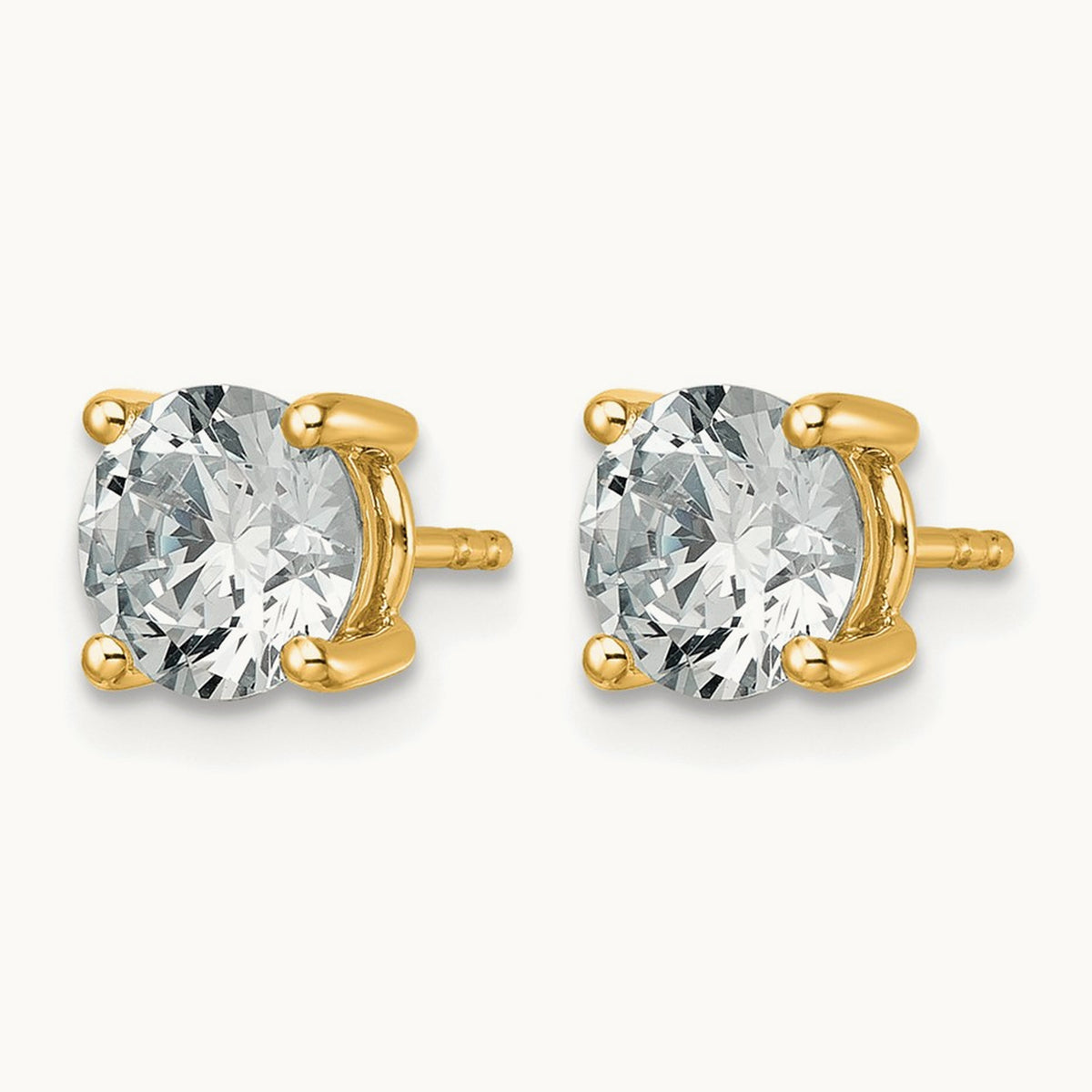 Round Lightweight Earrings, 0.25-6.00 ct tw Lab-Grown Diamond — 2 1/2 ct, 14K Yellow Gold