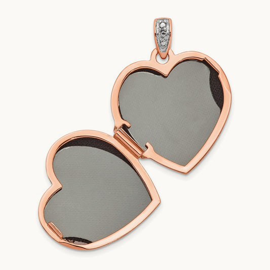 Diamond Vintage Heart Locket — 14K Rose Gold, 18mm