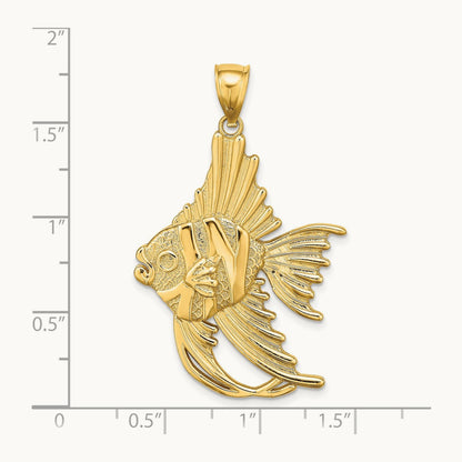 Textured LARGE ANGELFISH Charm, 14K