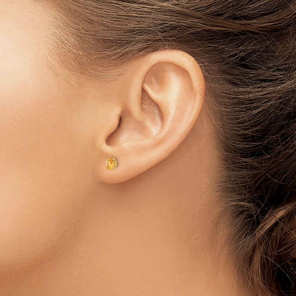 Round Citrine Post Earrings — 5mm