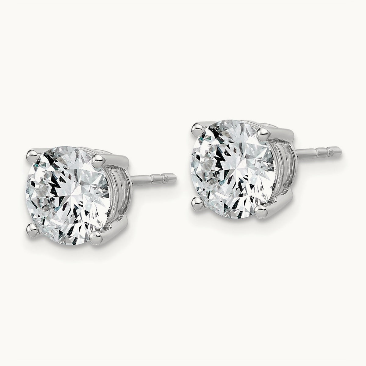 Round Lightweight Earrings, 0.25-6.00 ct tw Lab-Grown Diamond — 4 ct, 10K White Gold