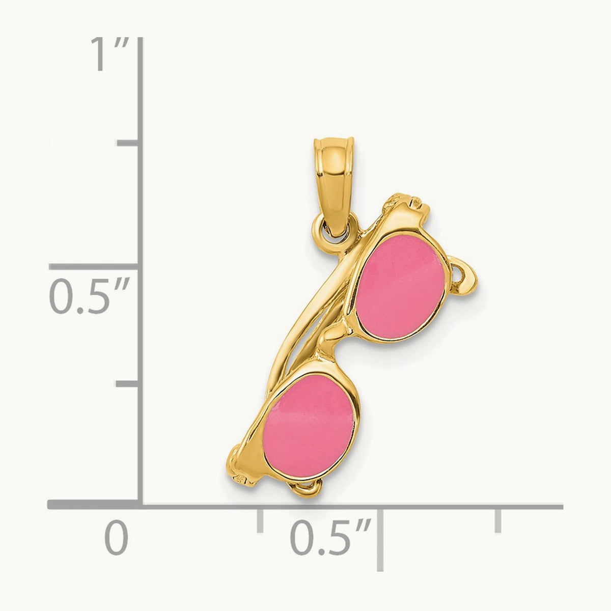 3-D Pink Enameled Moveable Sunglasses Pendant, 14K