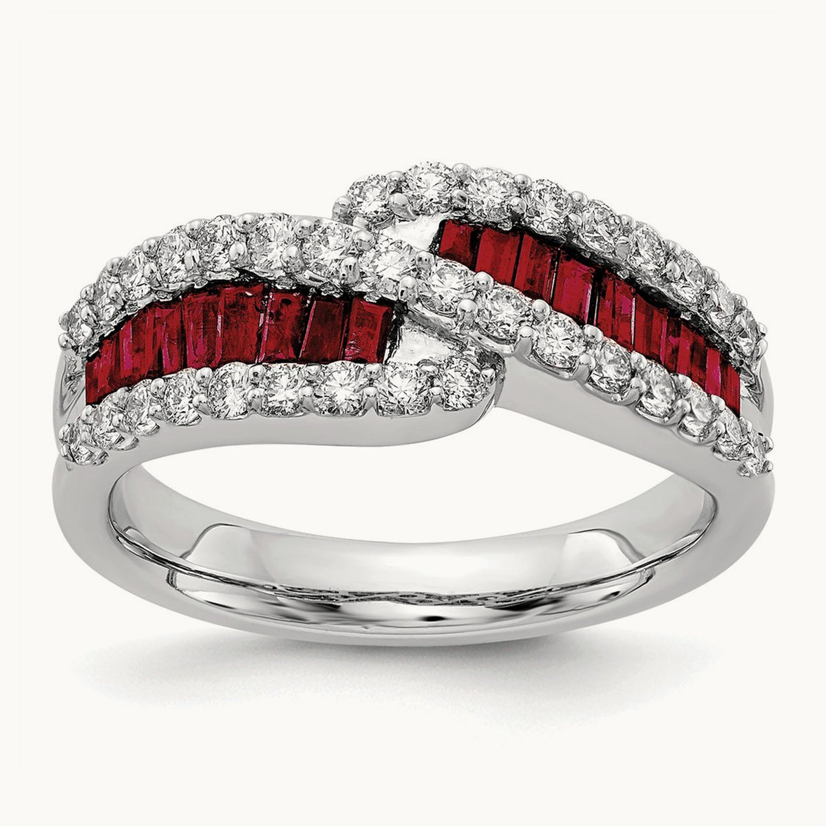 Created Ruby Ring, 0.50 ct tw Lab-Grown Diamond