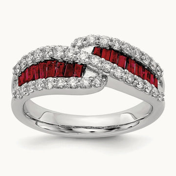 Created Ruby Ring, 0.50 ct tw Lab-Grown Diamond