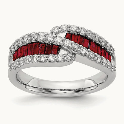Created Ruby Ring, 0.50 ct tw Lab-Grown Diamond