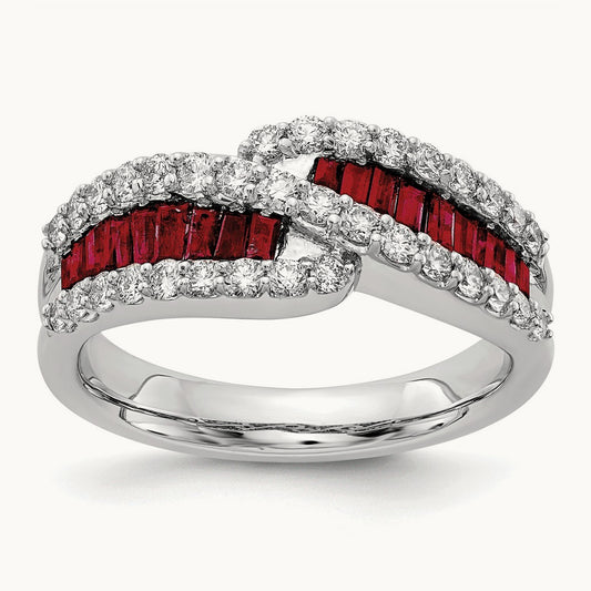 Created Ruby Ring, 0.50 ct tw Lab-Grown Diamond