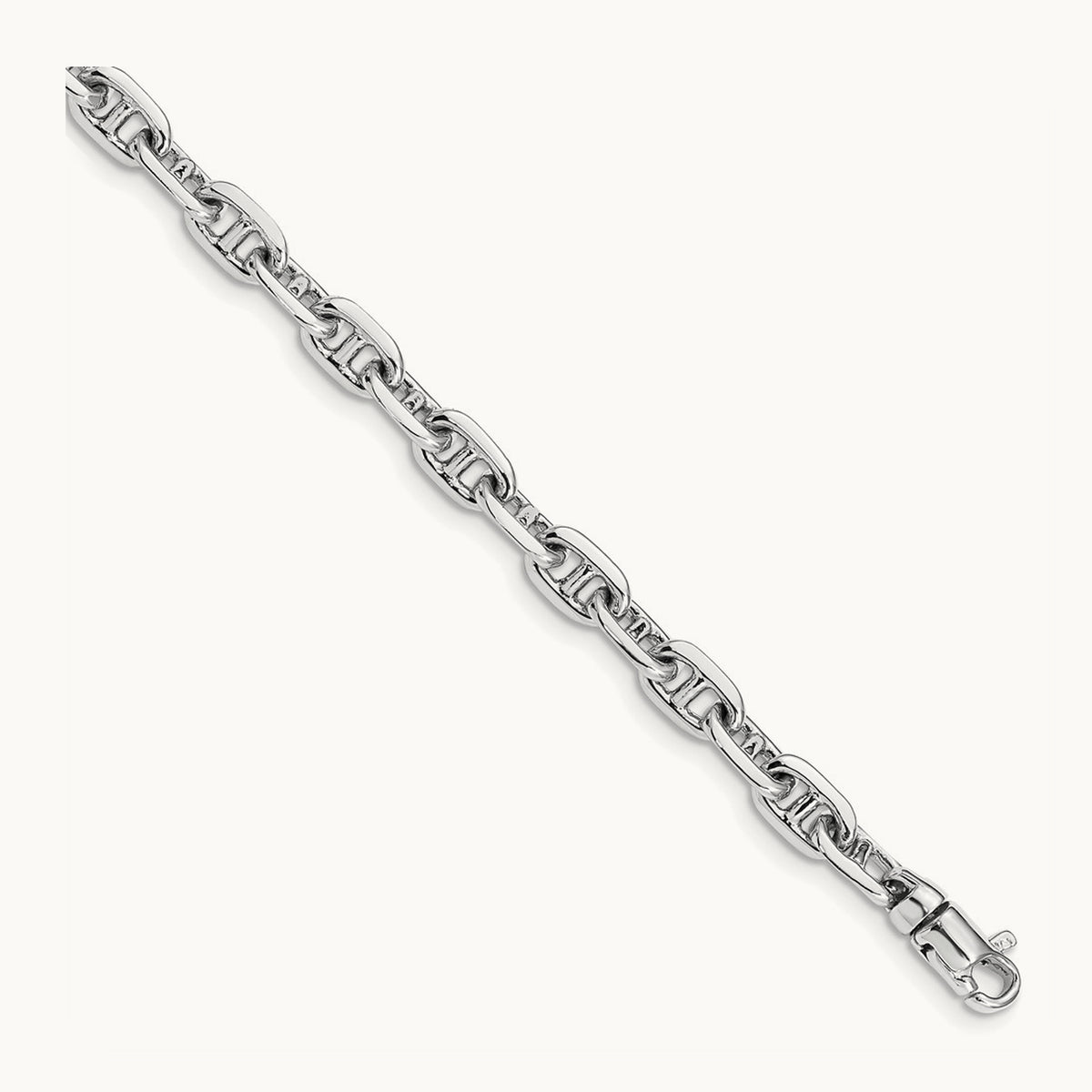 Hand-polished Fancy Link Bracelet — 14K White Gold