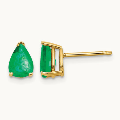Emerald Post Earrings, 14K