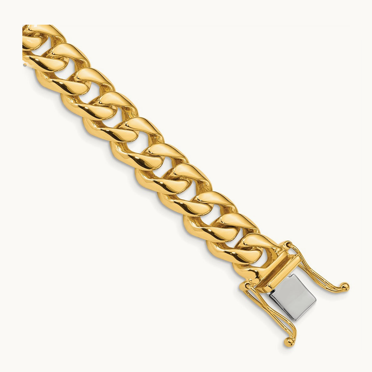 Hand-polished Rounded Curb Link Bracelet — 14K Yellow Gold, 9.6mm