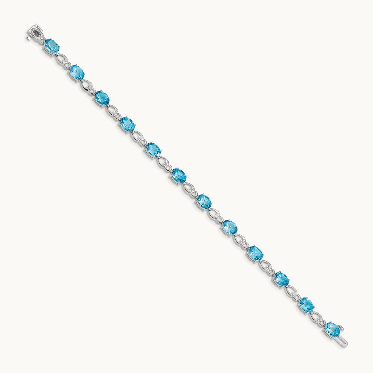 Blue Topaz and Diamond Bracelet — 14K White Gold