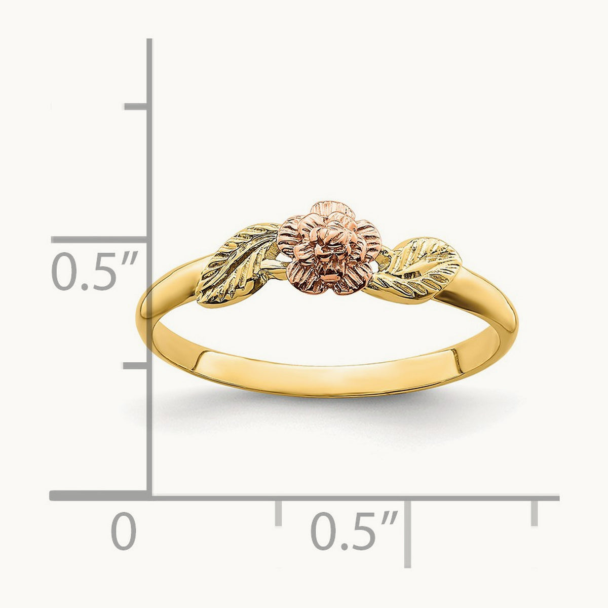 D/C Leaves w/ Flower Ring, 14K Two Tone
