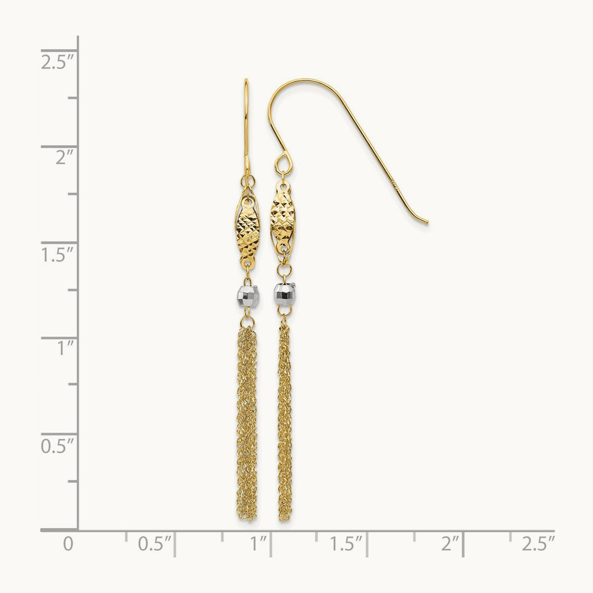 Bead and Chain Dangle Earrings — 14K Two-Tone Gold