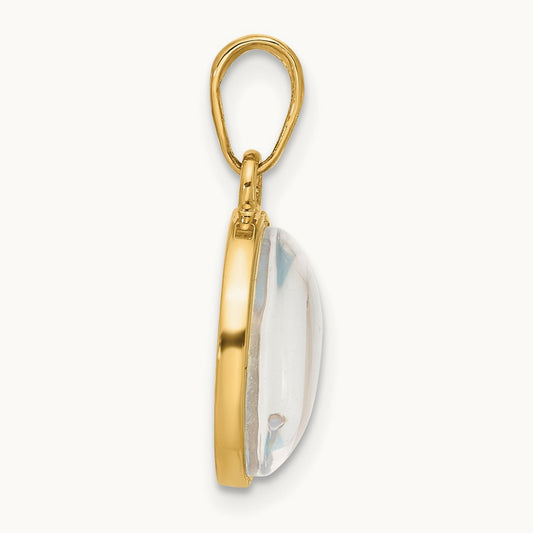 Polished with Blue Enamel and Clear Epoxy Resin It's A Boy Pendant, 14K