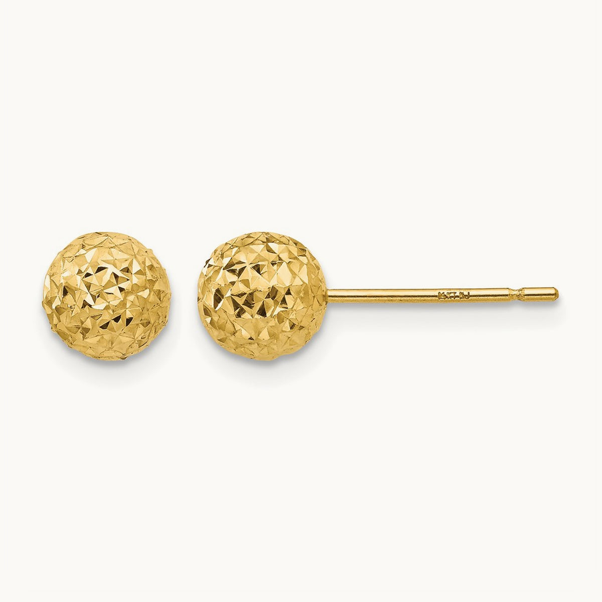 Diamond Cut Ball Post Earrings, 14K