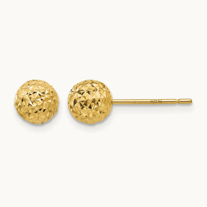 Diamond Cut Ball Post Earrings, 14K