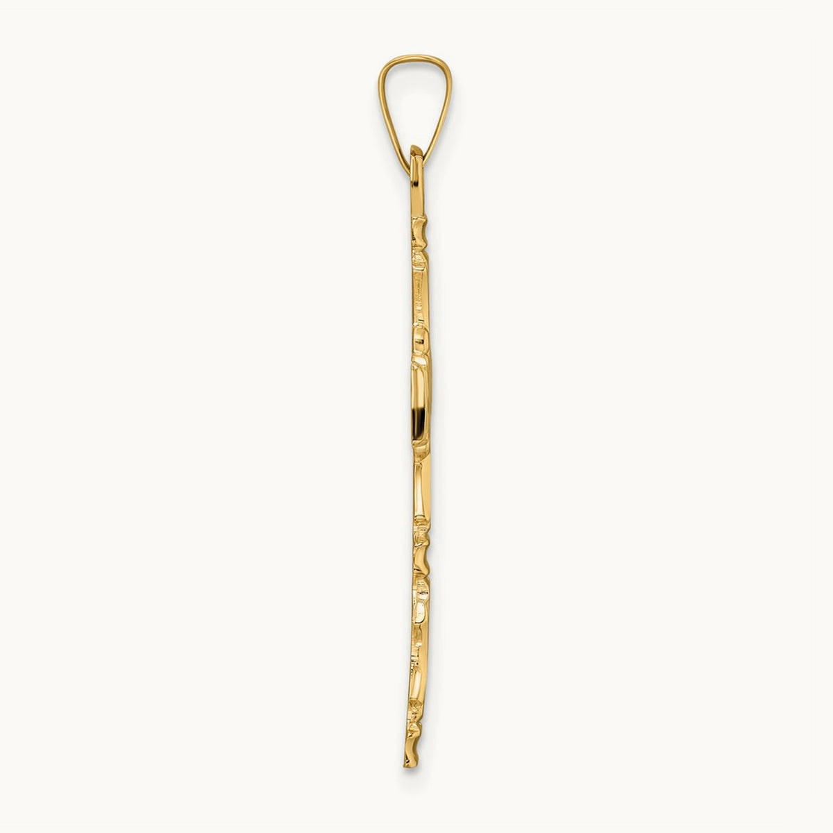 Polished Solid Floral Center Cross Pendant, 14K
