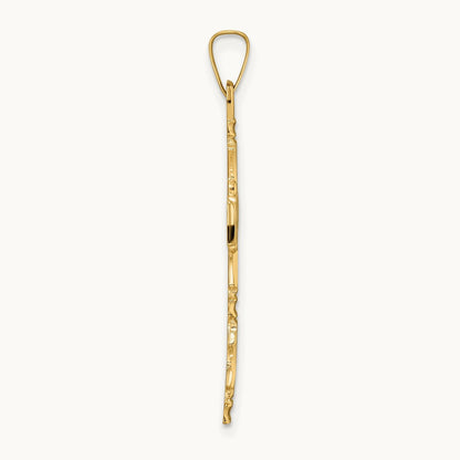 Polished Solid Floral Center Cross Pendant, 14K