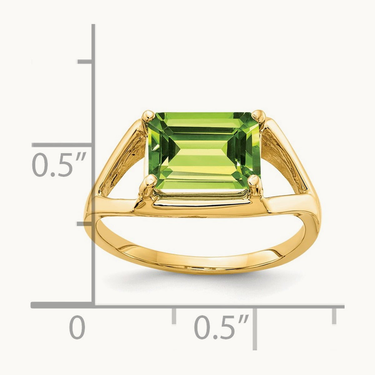Emerald Cut Peridot ring — photo set