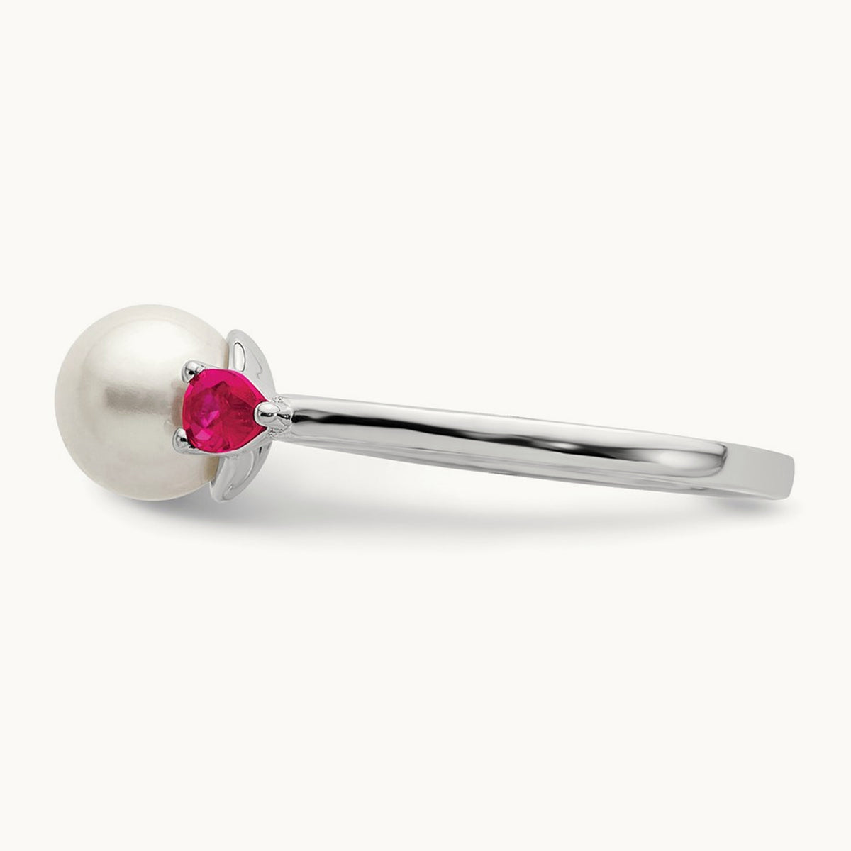 FWC Pearl and Ruby Ring, 14K White Gold