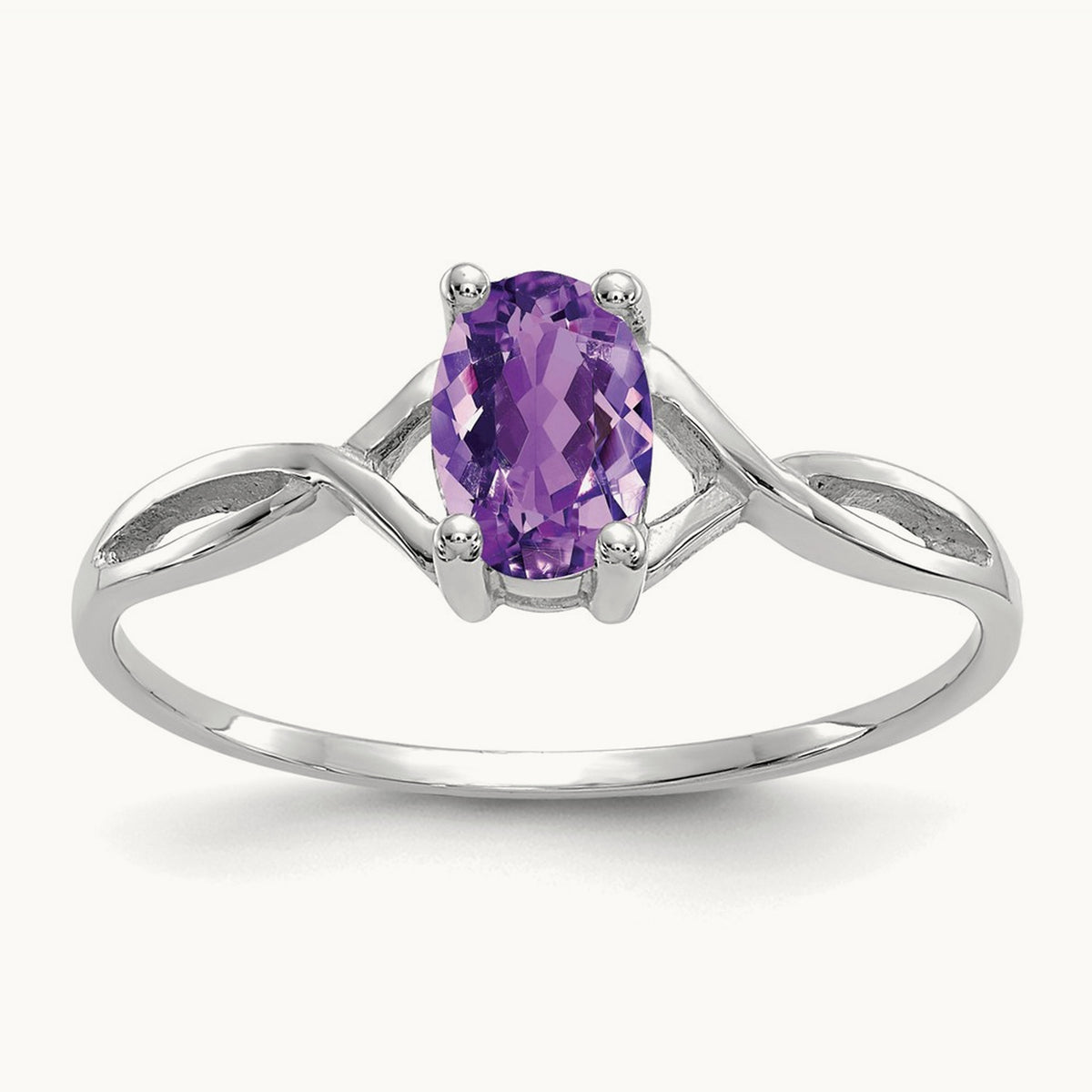 Amethyst Birthstone Ring, 14K White Gold