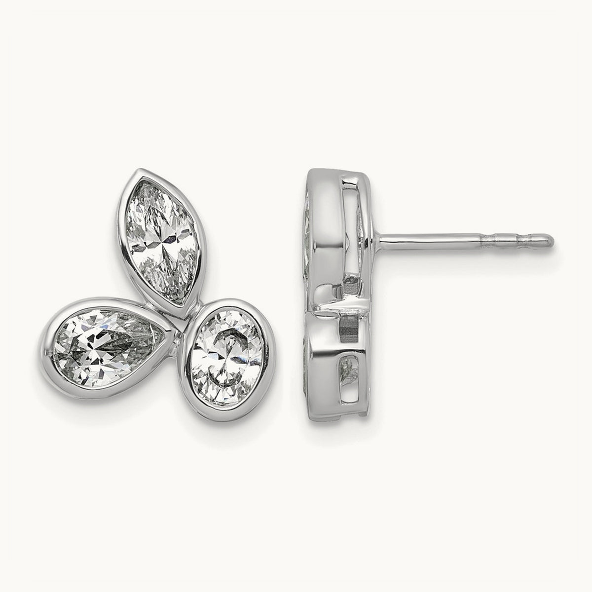 Oval Pear & Marquise 3 Stone Earrings, 2.00 ct tw Lab-Grown Diamond