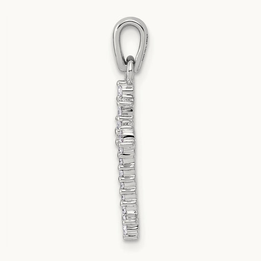 1/5ct. Diamond Fleur de Lis Cross Pendant, 14K with Rhodium